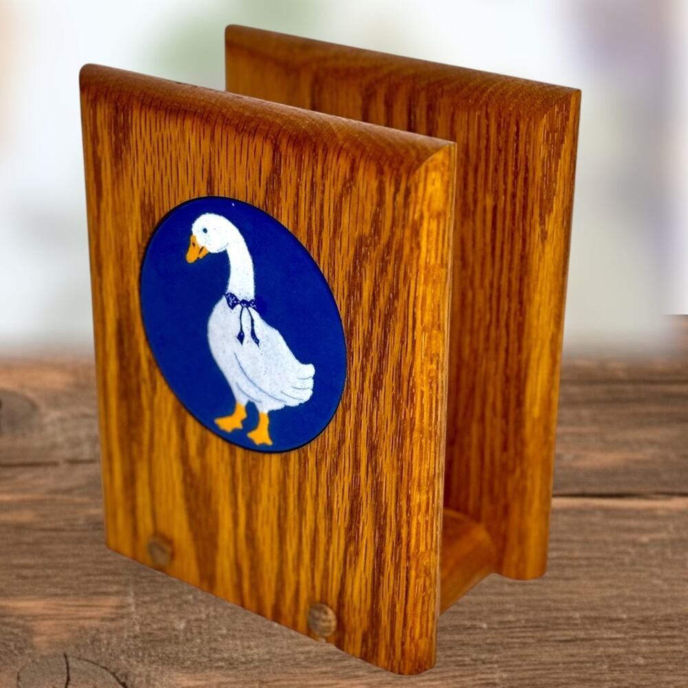 Vintage Wooden Goose Napkin Mail Letter Holder Cottage Farmhouse Kitchen Decor - Picture 8 of 8